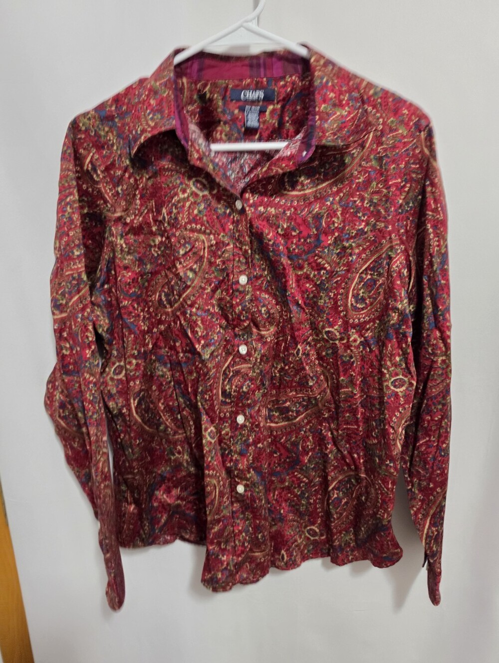 CHAPS Petite No Iron Paisley Button Down